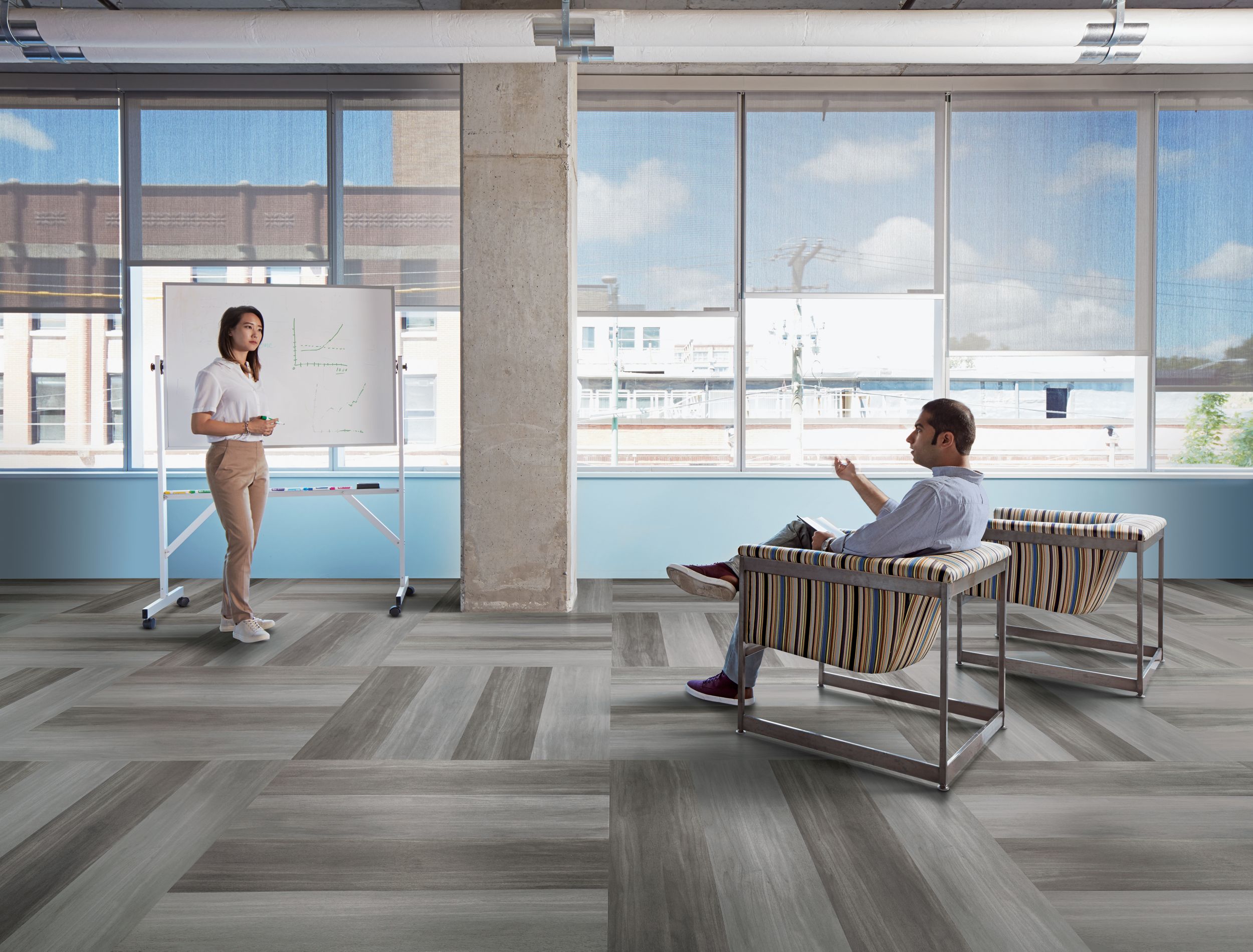 Interface Studio Set LVT in meeting area with white board and chairs image number 5